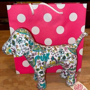 VS PINK Mini Dog Scribble Graffiti Print 2008 w/paper store tags + Gift Bag